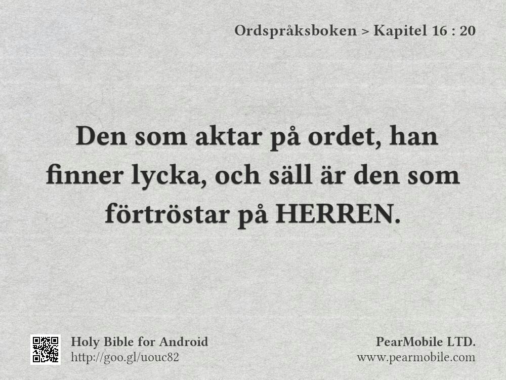 Ordspråksboken, Kapitel 16:20